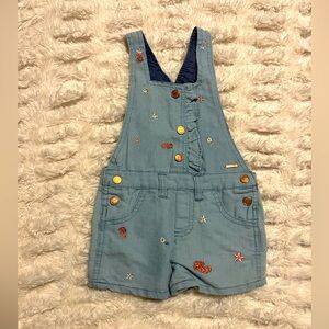 Tahari Light Blue Kids Overalls with Embroidery